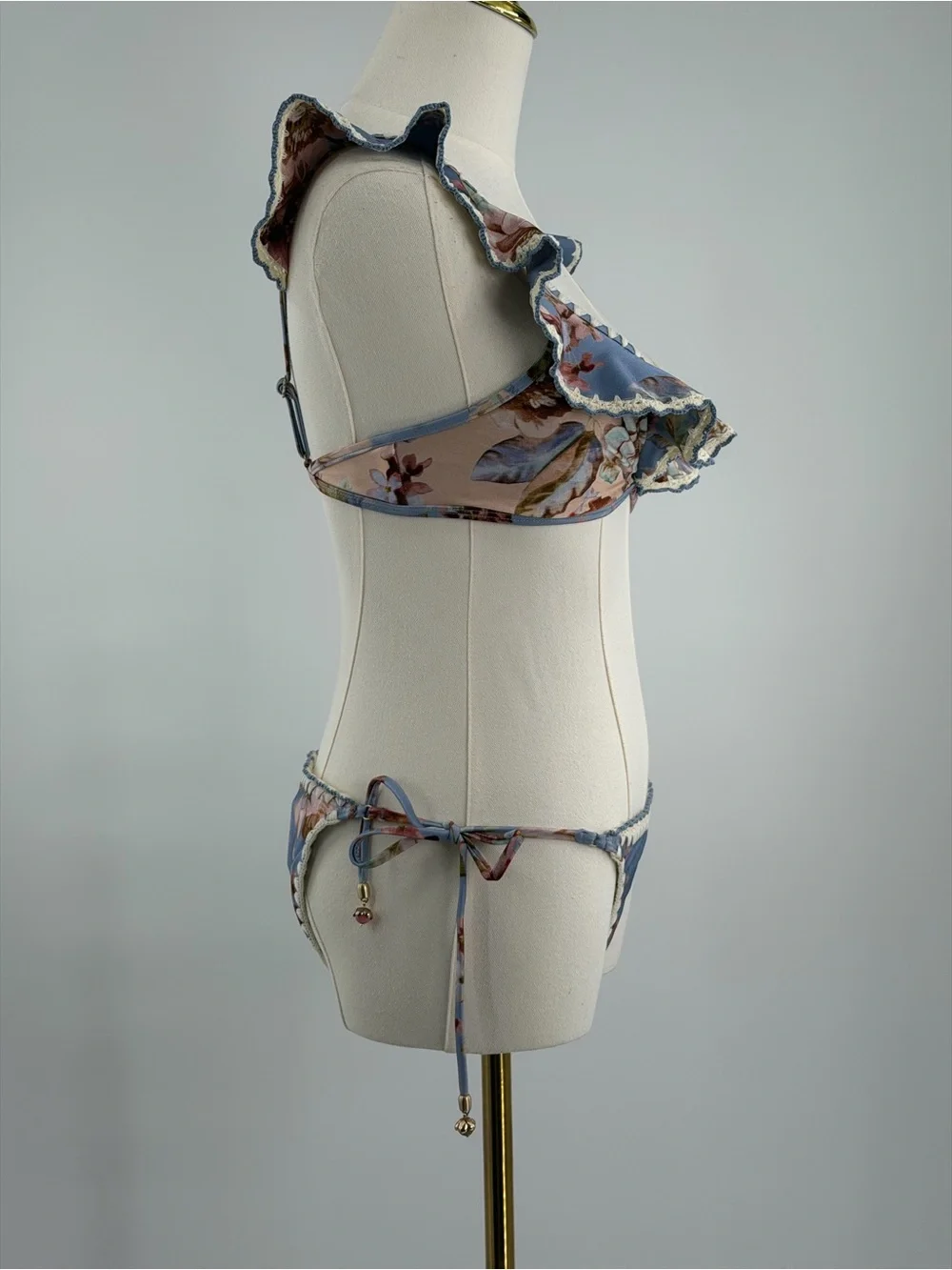 🆕 ZIMMERMANN 🧿 NWT Awaken Crochet Frill Bikini, Spliced Floral - Sz 0 US 4